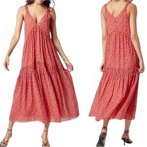 Joie Bondi Tiered Sleeveless V-Neck and V-Back 100%
Cotton Midi Dress